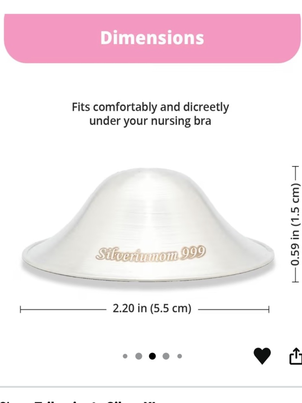 Silveriumom The Original Silver Nursing Cups - Nipple Shields for Nursing XL - Picture 5 of 9